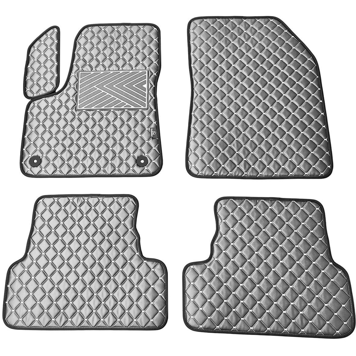Eko ādas paklājiņi QuiltyMats PEUGEOT 3008 2017-2024g. (Pelēks / pelēkas šuves)