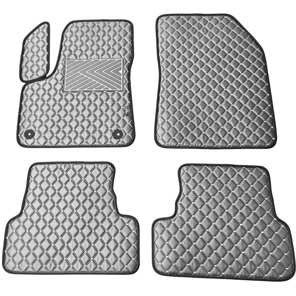 Eko ādas paklājiņi QuiltyMats PEUGEOT 3008 2017-2024g. (Pelēks / pelēkas šuves)