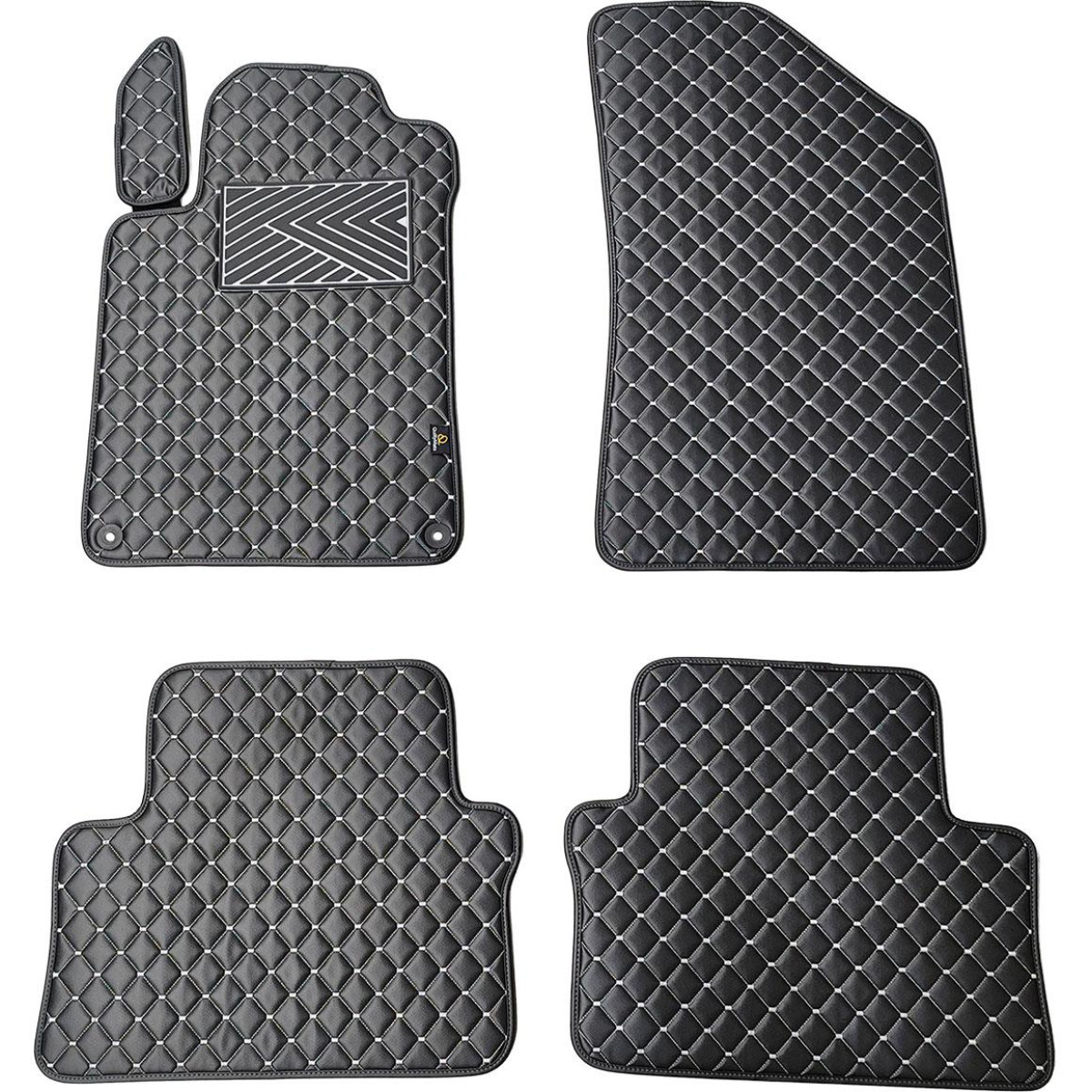 Eko ādas paklājiņi QuiltyMats PEUGEOT 508 2011-2018g. (Melna / pelēkas šuves)