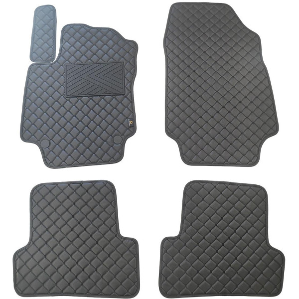 Eko ādas paklājiņi QuiltyMats RENAULT CAPTUR 2013-2018g. (Melna / melnas šuves)