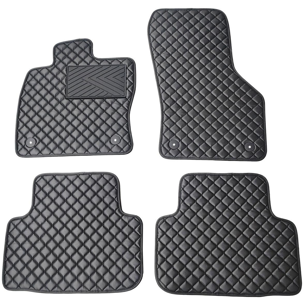 Eko ādas paklājiņi QuiltyMats SKODA OCTAVIA no 2020g. (Melna / melnas šuves)
