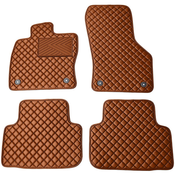 Eko ādas paklājiņi QuiltyMats SKODA OCTAVIA no 2020g. (Brūns / brūnas šuves)