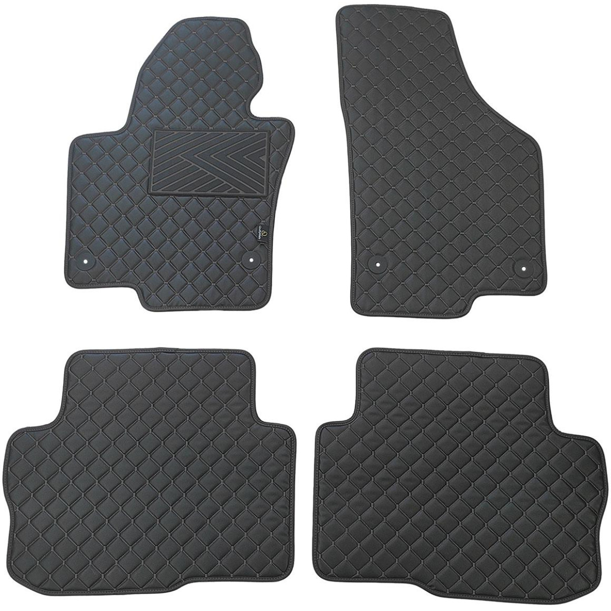 Eko ādas paklājiņi QuiltyMats SKODA SUPERB 2008-2015g. (Melna / melnas šuves)