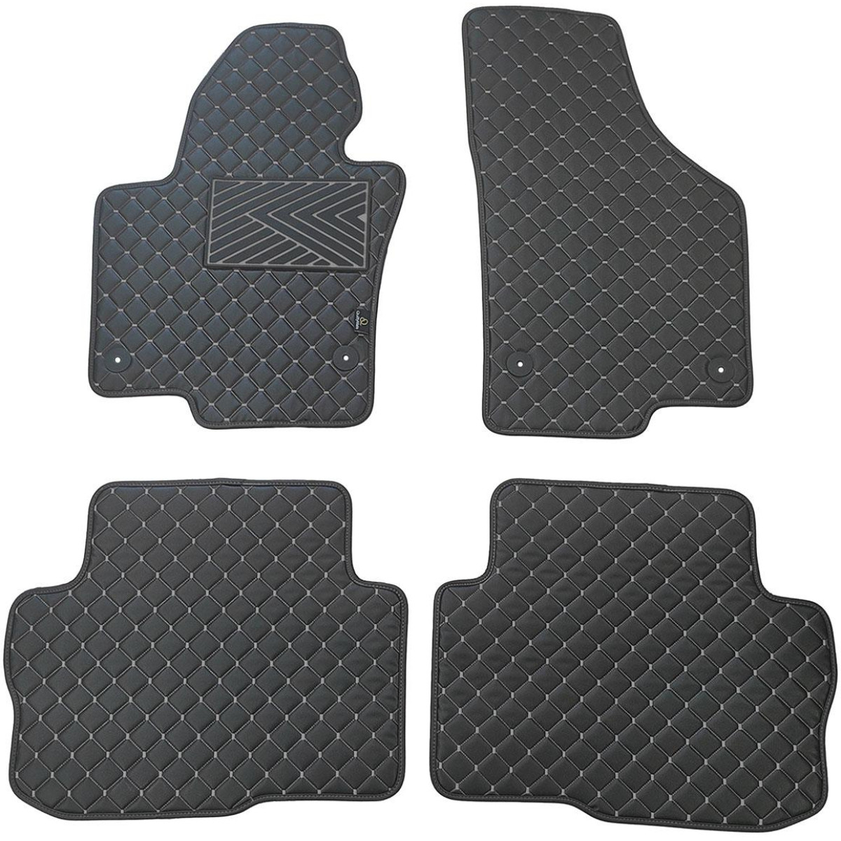 Eko ādas paklājiņi QuiltyMats SKODA SUPERB 2008-2015g. (Melna / pelēkas šuves)