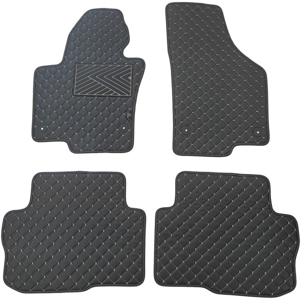 Eko ādas paklājiņi QuiltyMats SKODA SUPERB 2008-2015g. (Melna / pelēkas šuves)