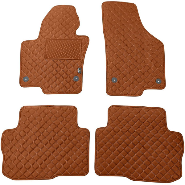 Eko ādas paklājiņi QuiltyMats SKODA SUPERB 2008-2015g. (Brūns / brūnas šuves)