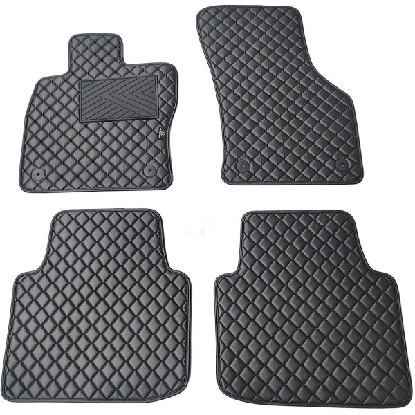 Eko ādas paklājiņi QuiltyMats SKODA SUPERB 2015-2023g. (Melna / melnas šuves)