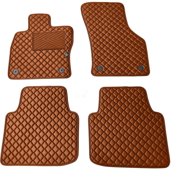 Eko ādas paklājiņi QuiltyMats SKODA SUPERB 2015-2023g. (Brūns / brūnas šuves)
