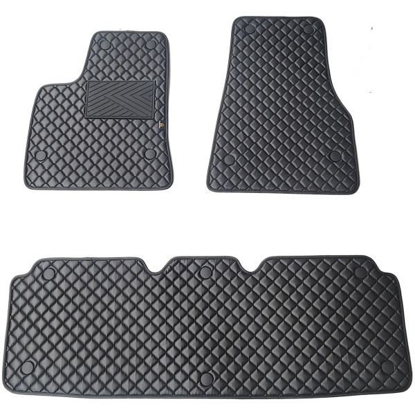 Eko ādas paklājiņi QuiltyMats TESLA MODEL S 2012-2026g. (Melna / melnas šuves)