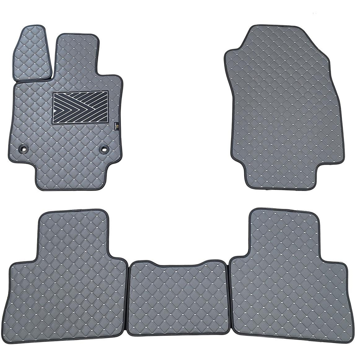 Eko ādas paklājiņi QuiltyMats TOYOTA RAV-4 2018-2025g. (Hibridas) (Pelēks / pelēkas šuves)