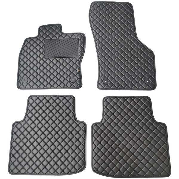 Eko ādas paklājiņi QuiltyMats VOLKSWAGEN ARTEON 2017-2023g. (Melna / melnas šuves)
