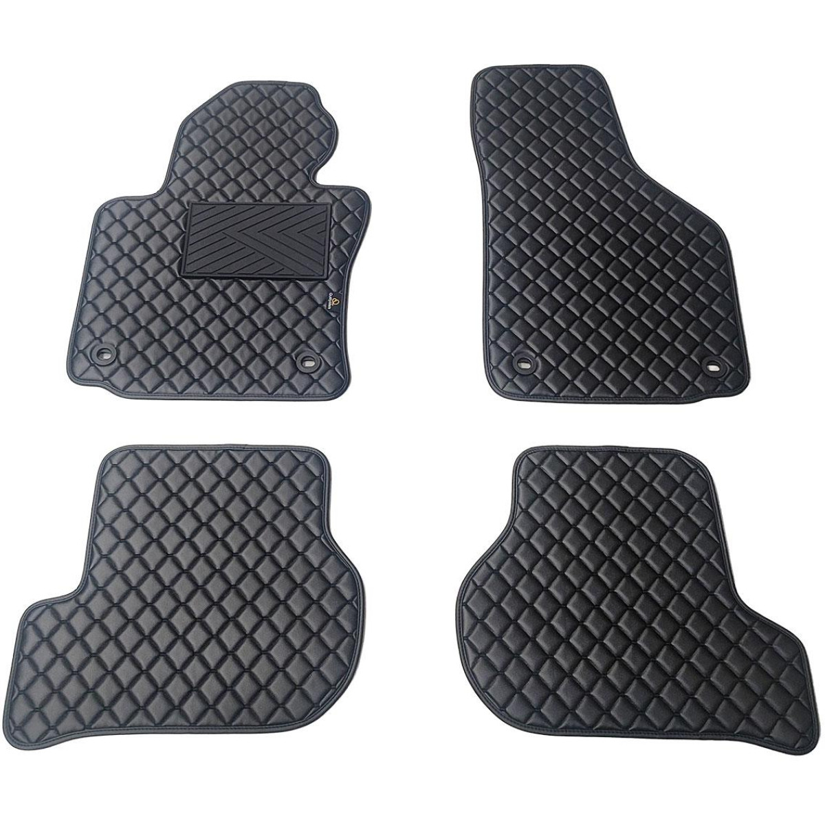 Eko ādas paklājiņi QuiltyMats VOLKSWAGEN GOLF 2003-2009g. (Melna / melnas šuves)