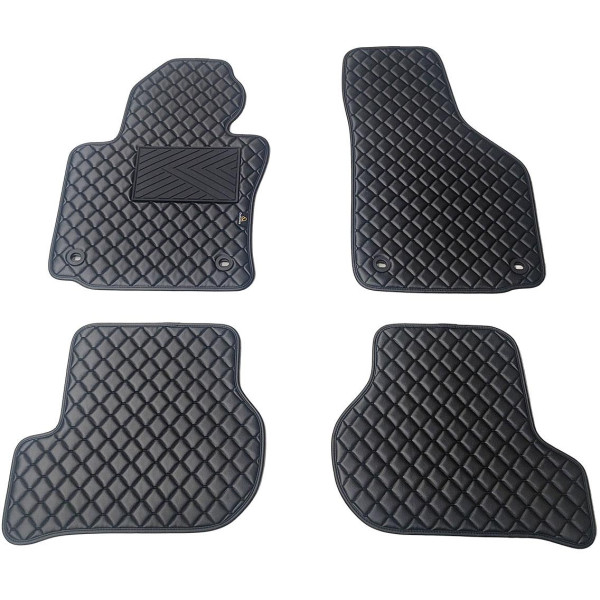 Eko ādas paklājiņi QuiltyMats VOLKSWAGEN GOLF 2003-2009g. (Melna / melnas šuves)