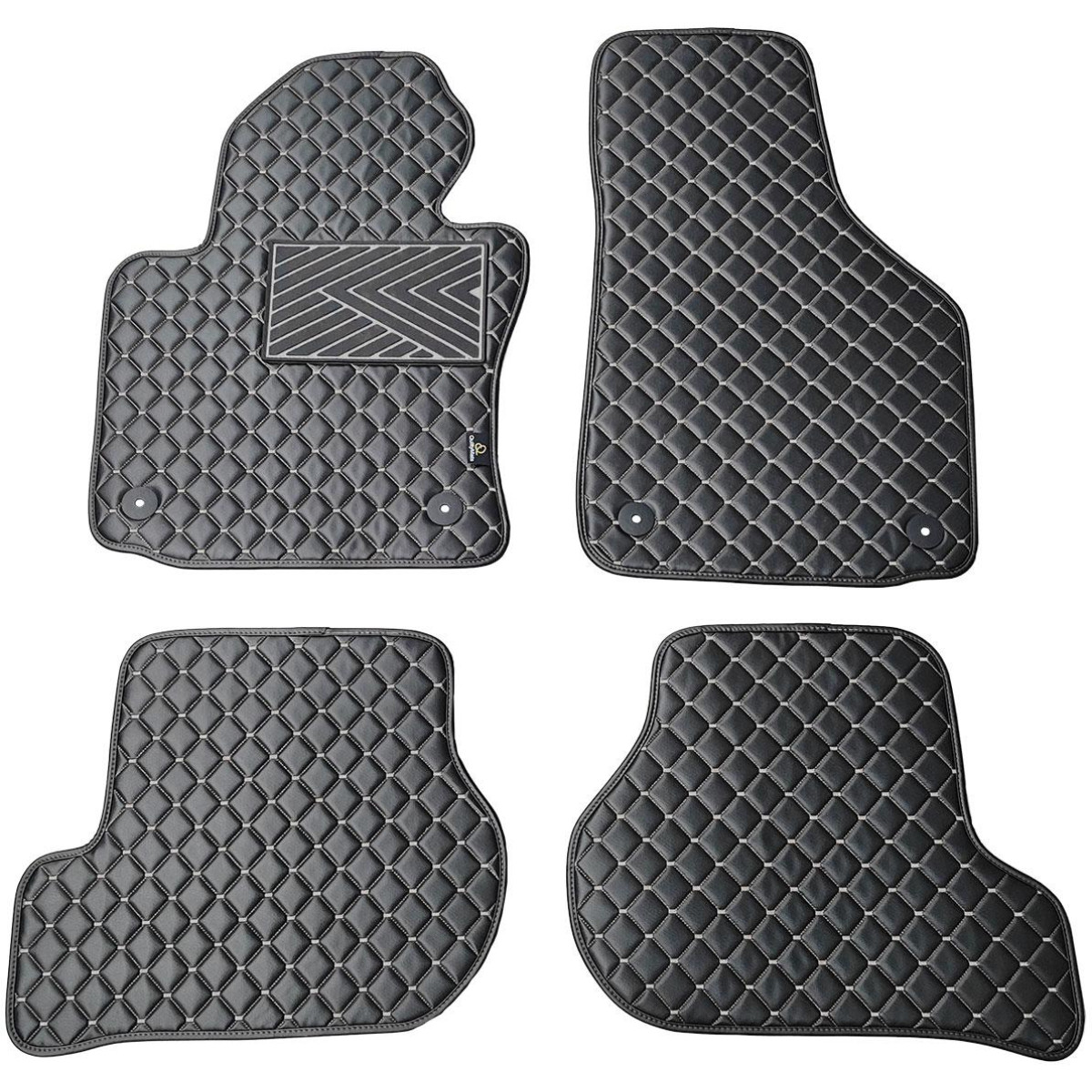 Eko ādas paklājiņi QuiltyMats VOLKSWAGEN GOLF 2003-2009g. (Melna / pelēkas šuves)