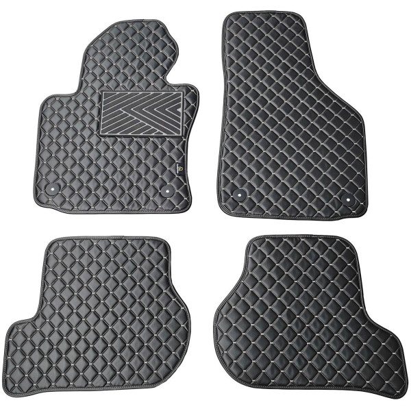 Eko ādas paklājiņi QuiltyMats VOLKSWAGEN GOLF 2003-2009g. (Melna / pelēkas šuves)
