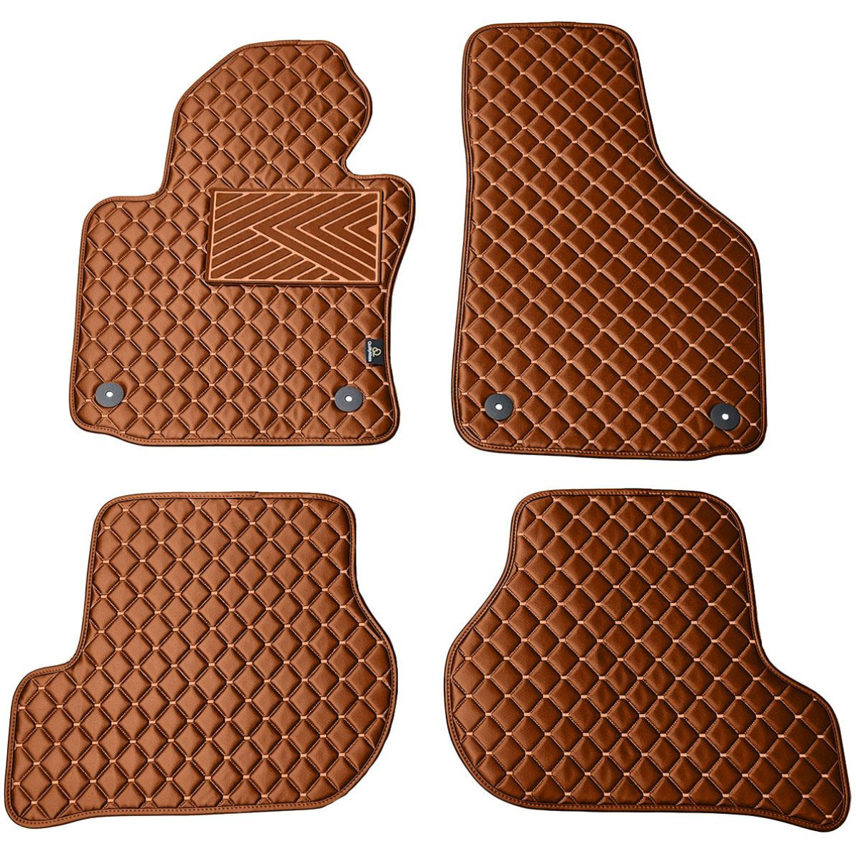 Eko ādas paklājiņi QuiltyMats VOLKSWAGEN GOLF 2003-2009g. (Brūns / brūnas šuves)