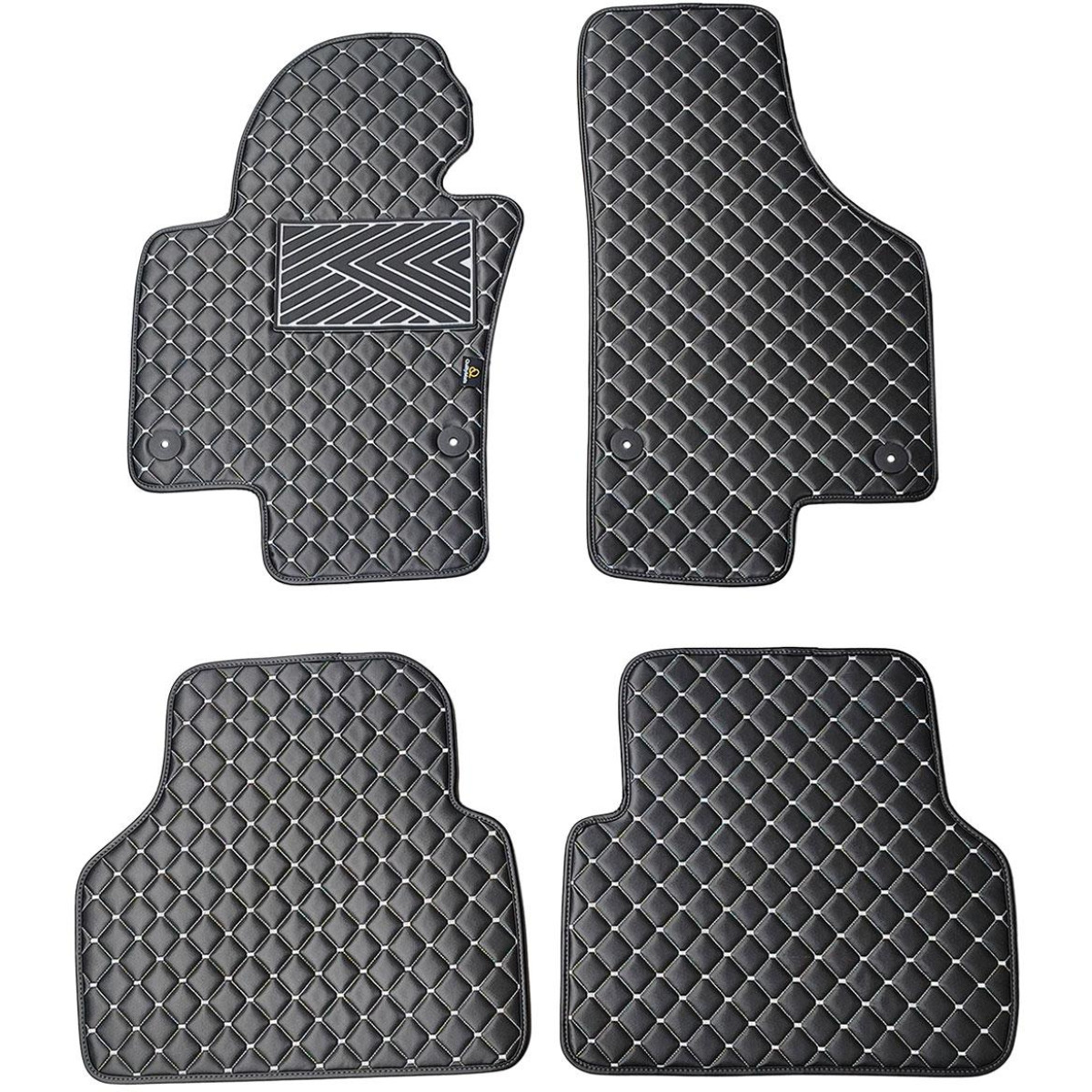 Eko ādas paklājiņi QuiltyMats VOLKSWAGEN TIGUAN 2007-2016g. (Melna / pelēkas šuves)
