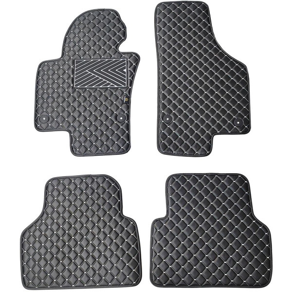 Eko ādas paklājiņi QuiltyMats VOLKSWAGEN TIGUAN 2007-2016g. (Melna / pelēkas šuves)