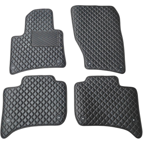 Eko ādas paklājiņi QuiltyMats VOLKSWAGEN TOUAREG 2010-2018g. (Melna / melnas šuves)