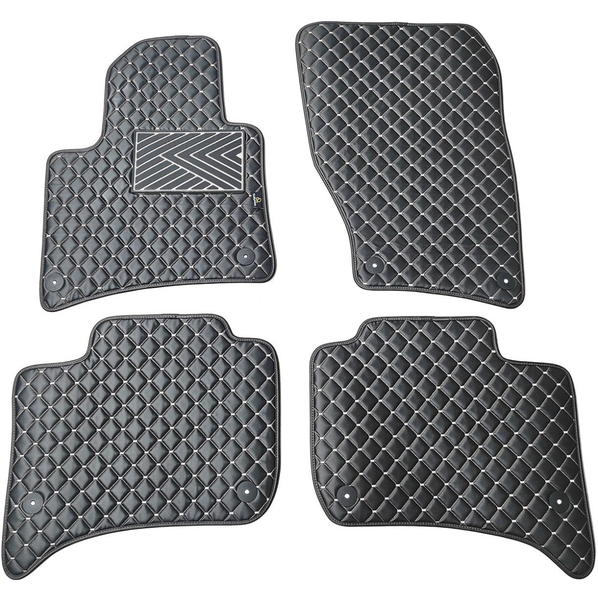 Eko ādas paklājiņi QuiltyMats VOLKSWAGEN TOUAREG 2010-2018g. (Melna / pelēkas šuves)