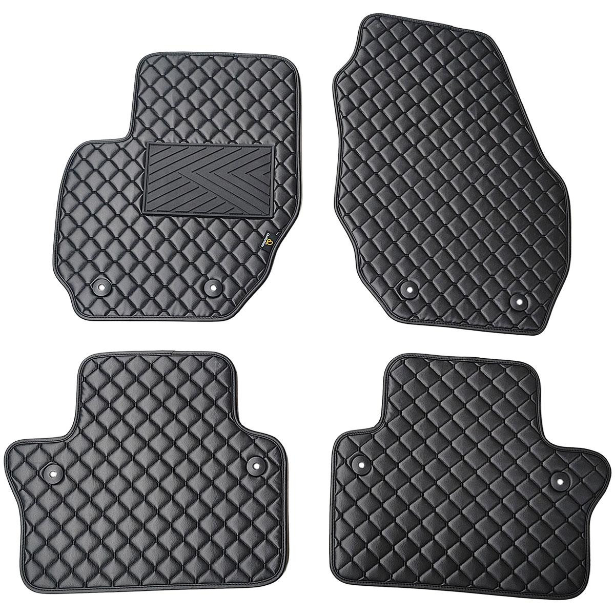 Eko ādas paklājiņi QuiltyMats VOLVO S80 2006-2016g. (Melna / melnas šuves)