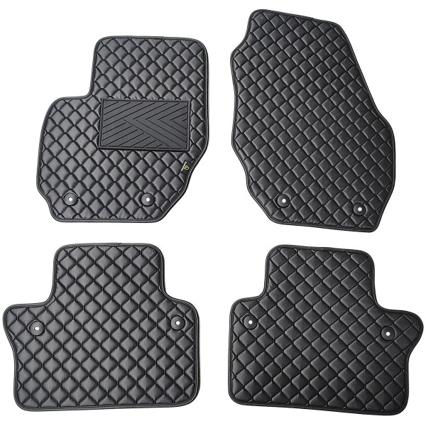 Eko ādas paklājiņi QuiltyMats VOLVO S80 2006-2016g. (Melna / melnas šuves)