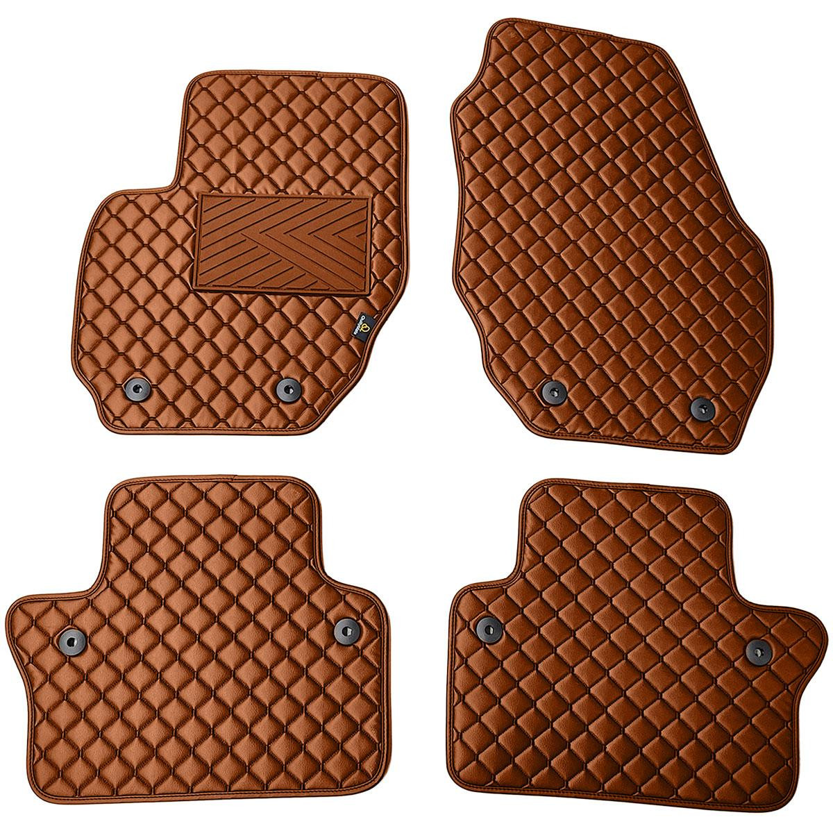 Eko ādas paklājiņi QuiltyMats VOLVO S80 2006-2016g. (Brūns / brūnas šuves)