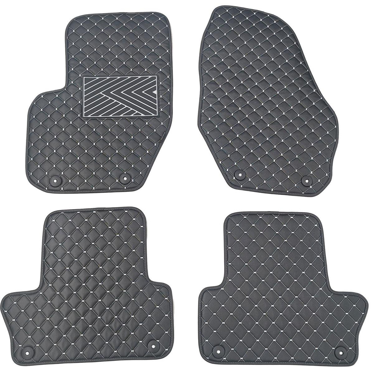 Eko ādas paklājiņi QuiltyMats VOLVO XC60 2008-2017g. (Melna / pelēkas šuves)
