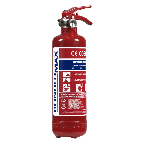 Ugunsdzēšamais aparāts 1 kg ABC ar manometru Reinold Max