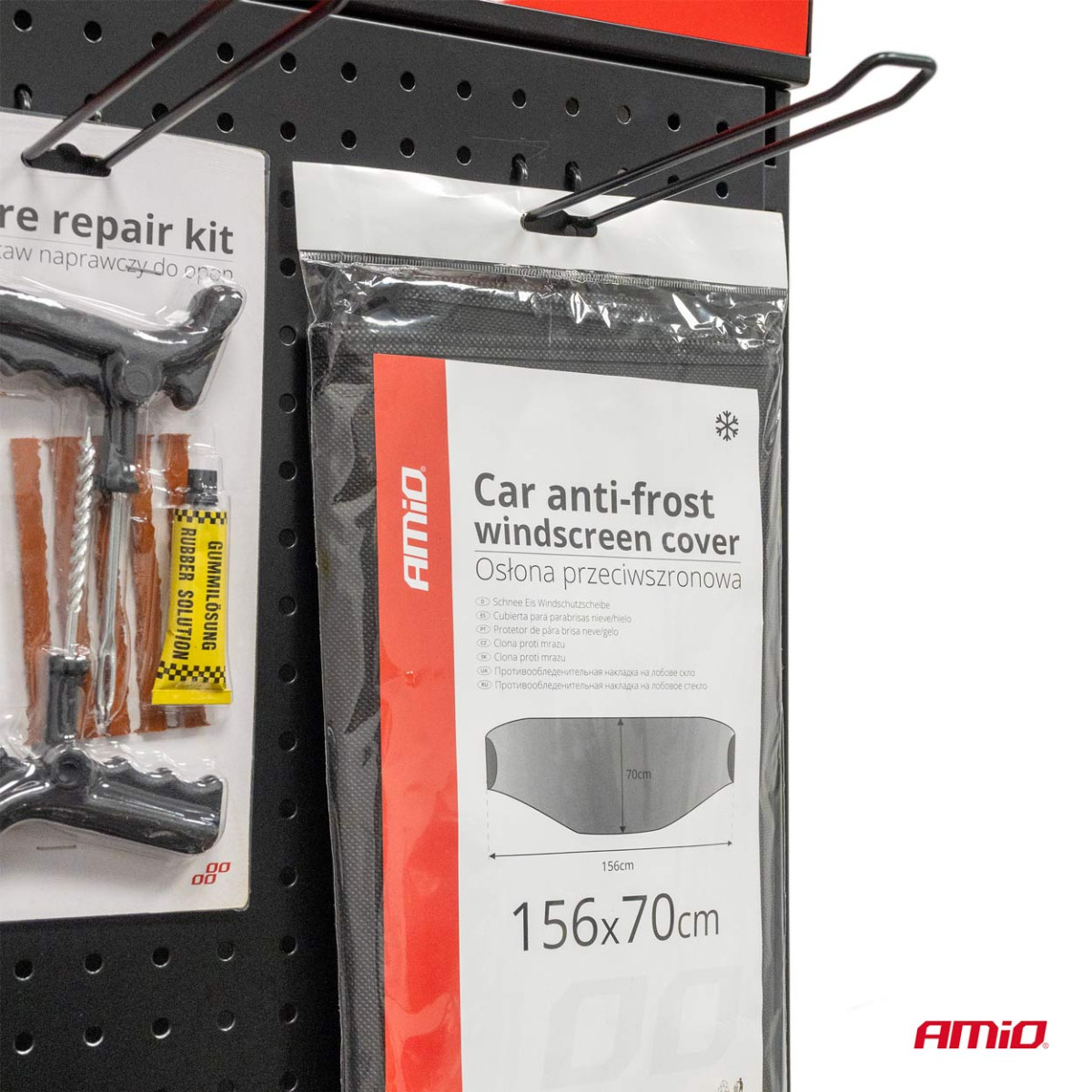 Vējstikla aizsardzība pret salu un sauli 70x156 cm, melna AMIO-01515