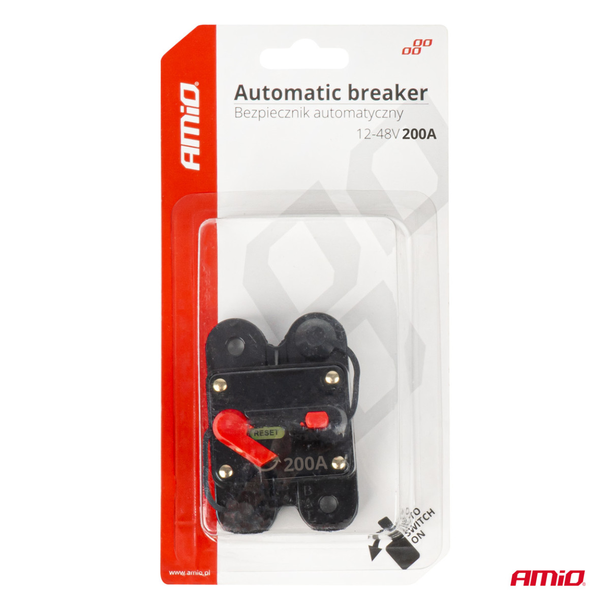 Automātiskais automašīnas drošinātājs/automātiskais slēdzis 12-48V 200A AMIO-03830