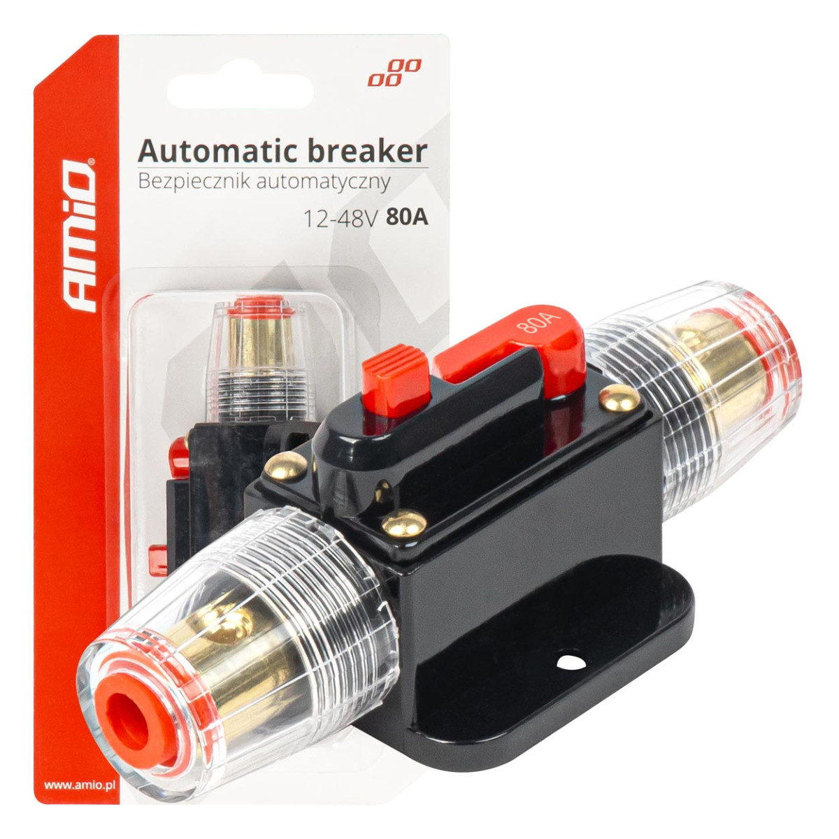 Automātiskais automašīnas drošinātājs/automātiskais slēdzis 12-48V 80A AMIO-03820
