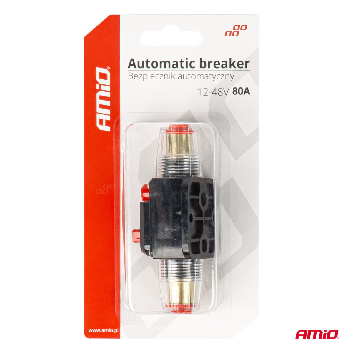 Automātiskais automašīnas drošinātājs/automātiskais slēdzis 12-48V 80A AMIO-03820
