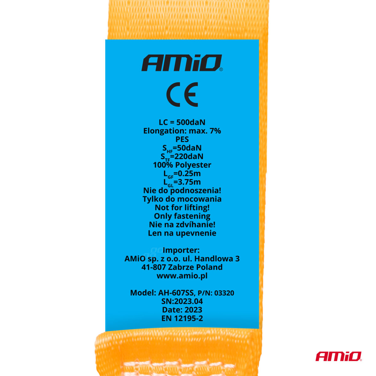 Kravas nostiprināšanas siksna ar automātisko uzvilkšanas mehānismu 1000/500 kg, 4 m x 38 mm, S-TYPE AMIO-03320