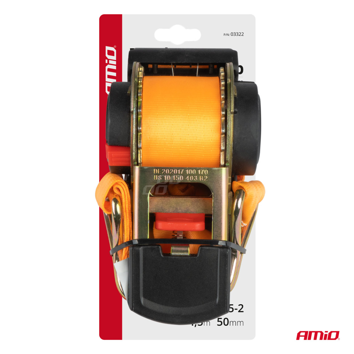 Kravas nostiprināšanas siksna ar automātisko uzvilkšanas mehānismu 1500/750 kg, 4,5 mx 50 mm, J-TYPE AMIO-03322