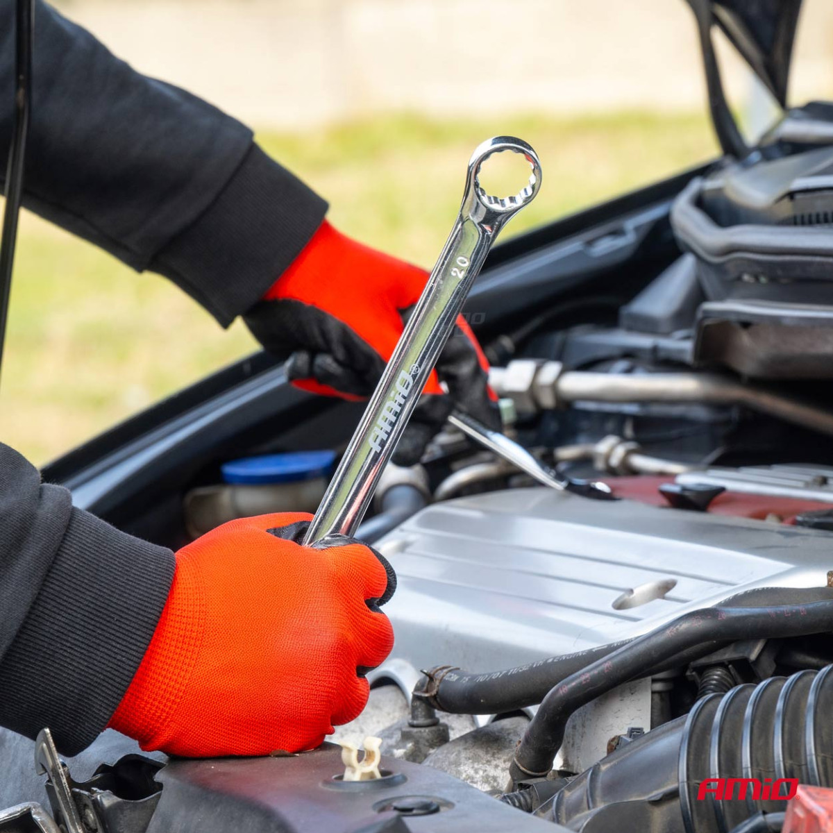 Kombinēto atslēgu komplekts, saliektas 6-22 mm, 8 gab., AMIO-04196