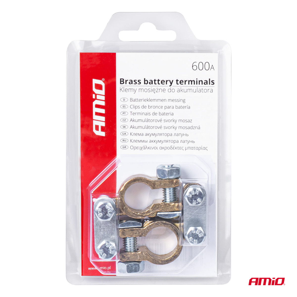 Akumulatora spailes 600 A, misiņa, 2 gab., AMIO-01161