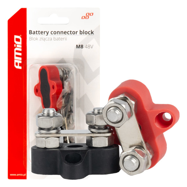 Dubultais M8 akumulatora sadales bloks, maks. 48 V, 2 savienotāji, 2 gab., AMIO-03806
