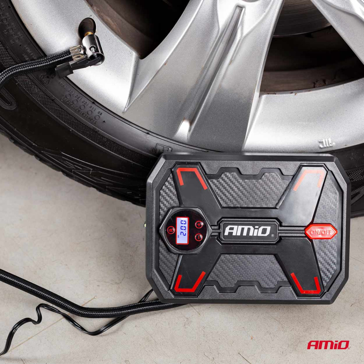 Auto kompresors 12V ar digitālo spiediena mērītāju un LED, AMIO-02384