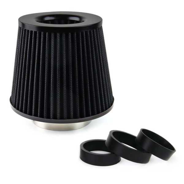Car Air Conical Filter black, universal, 3 mouting adapters AMIO-02546
