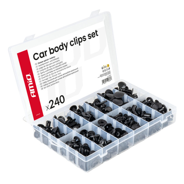 Automobiļu stiprinājuma tapu un klipšu komplekts, 240 gab. AMIO-04737