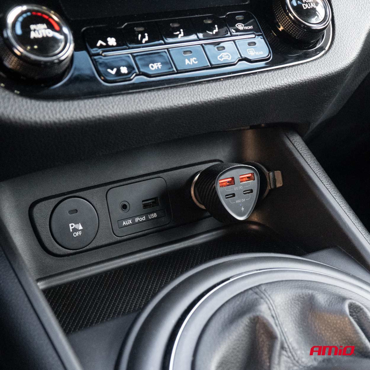 Automašīnas lādētājs 50W 2xUSB-A + 2xUSB-C AMIO-04284