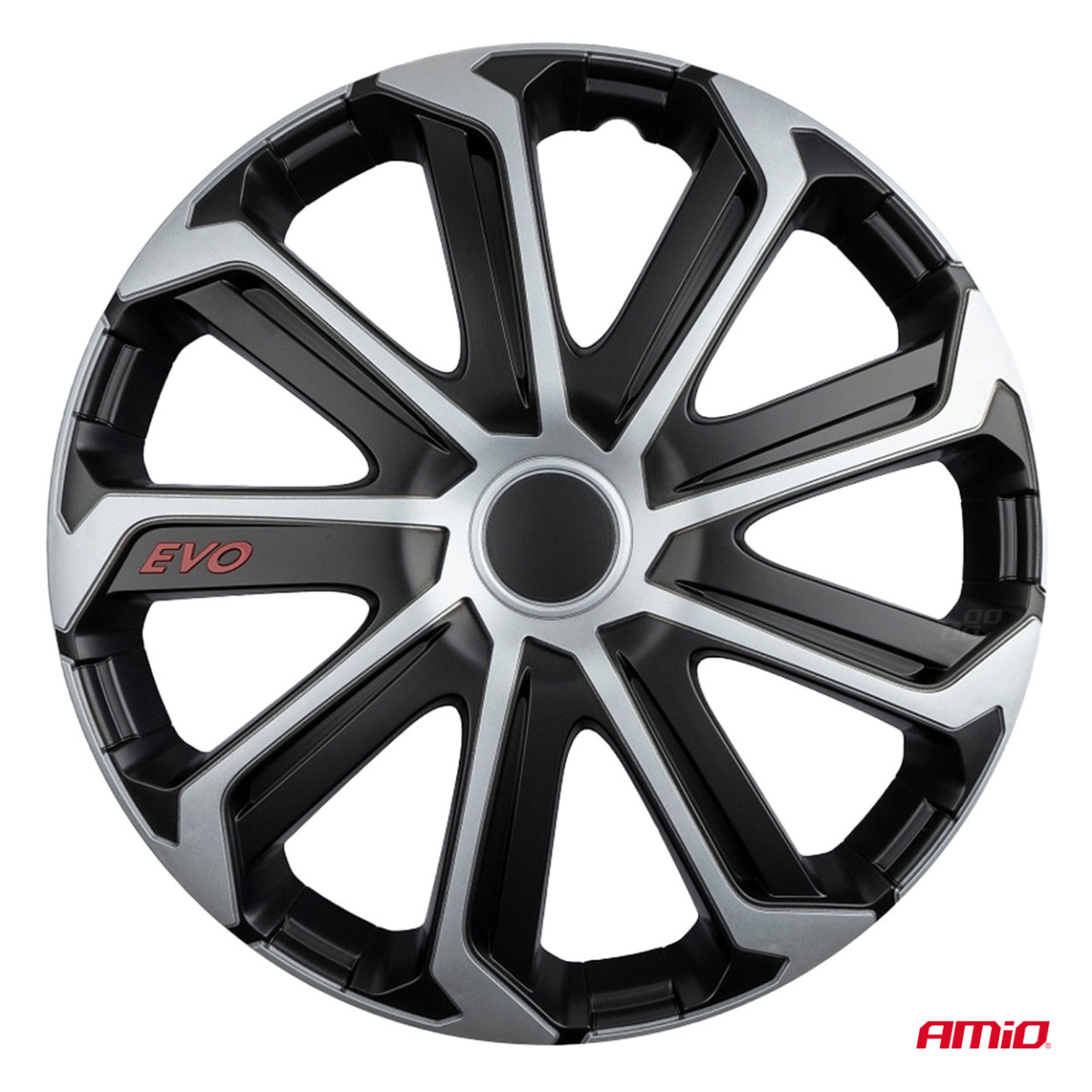 Riteņu dekoratīvie diski 4 gab. EVO, melni un sudrabkrāsas 16"