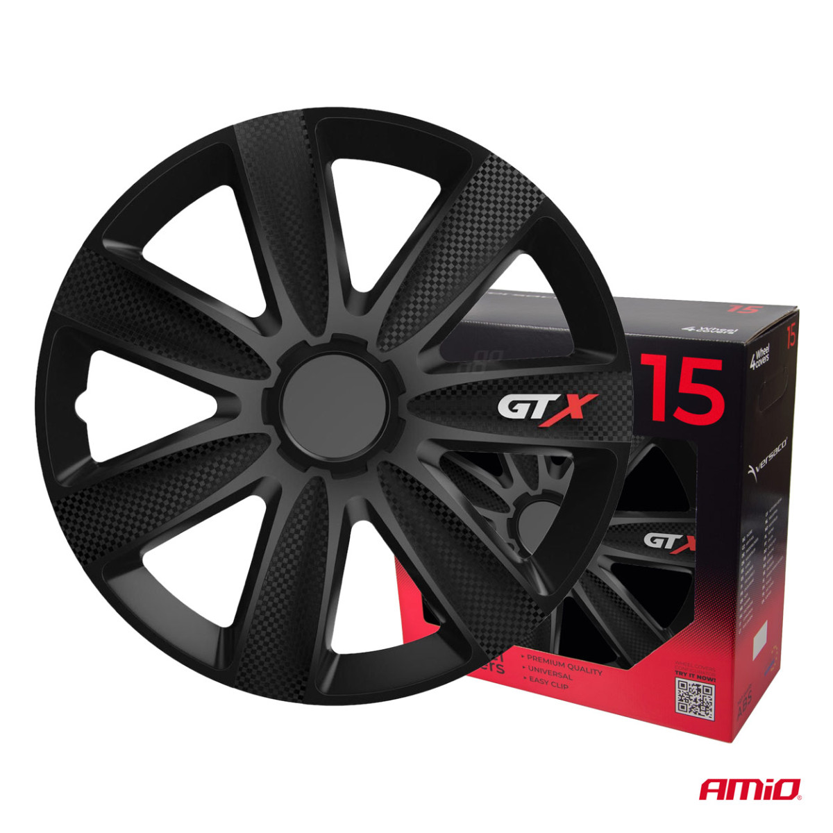 Riteņu dekoratīvie diski 4 gab. GTX, oglemelni 15"