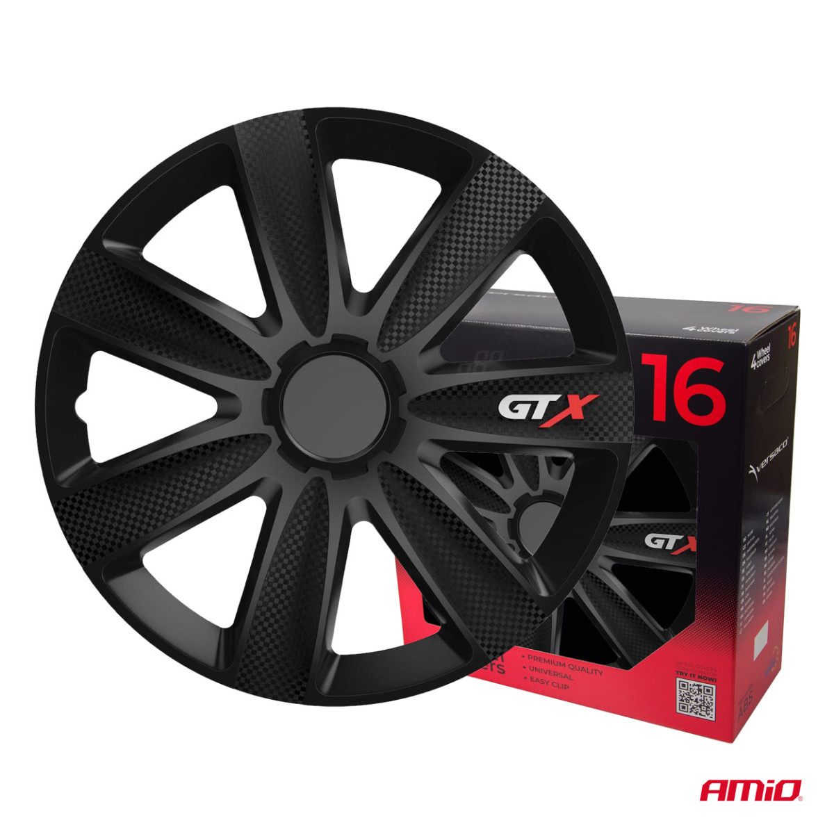 Riteņu dekoratīvie diski 4 gab. GTX, oglemelni 16"