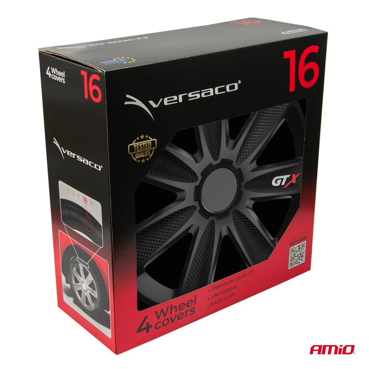 Riteņu dekoratīvie diski 4 gab. GTX, oglemelni 16"