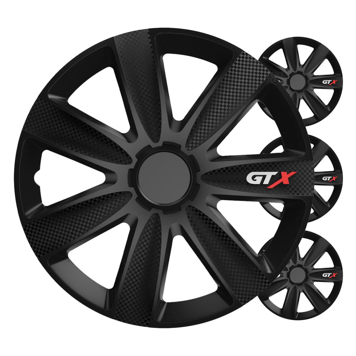 Riteņu dekoratīvie diski 4 gab. GTX, oglemelni 17"
