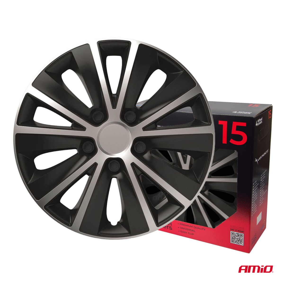 Riteņu dekoratīvie diski 4 gab. Rapide, melni un sudrabkrāsas 15"