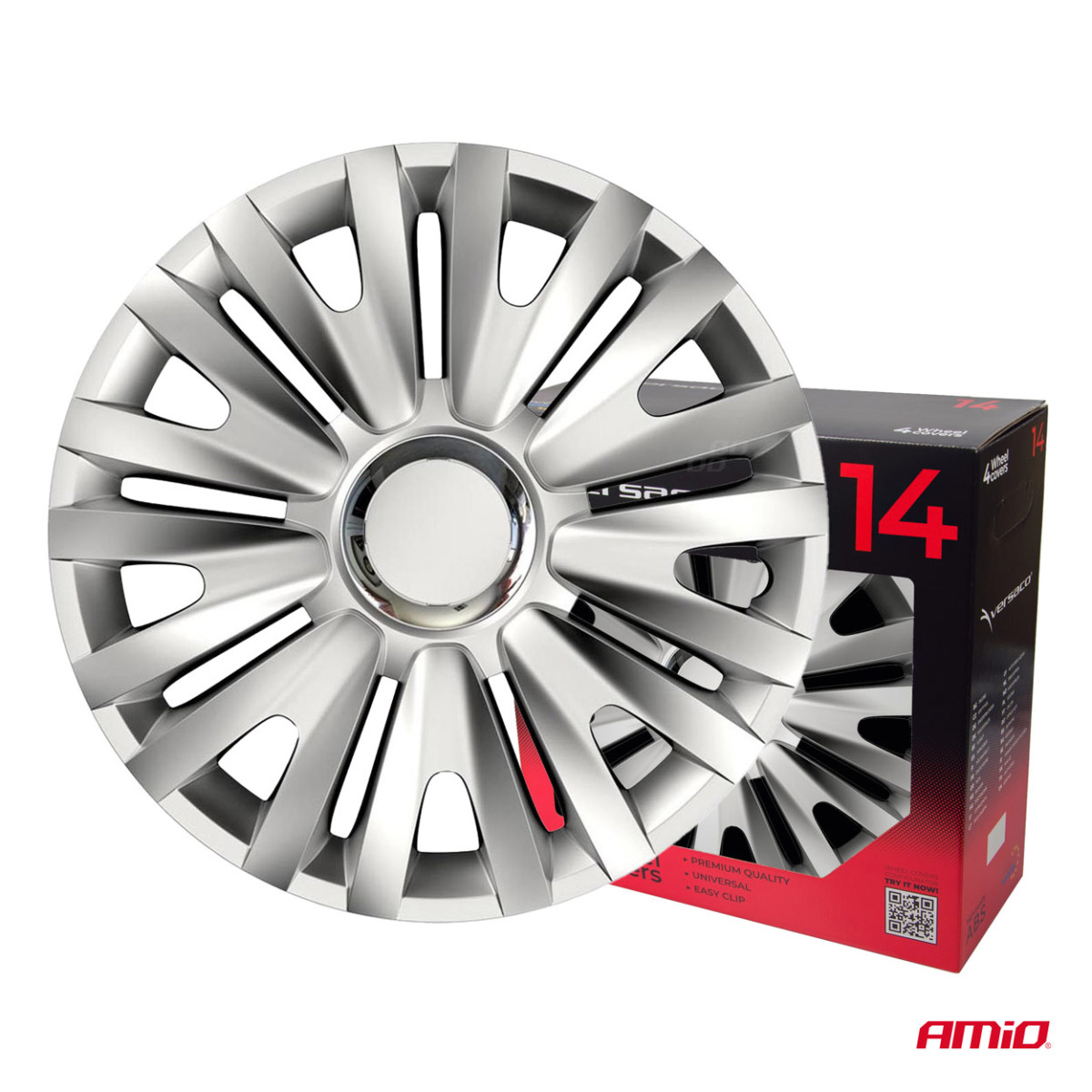 Riteņu dekoratīvie diski 4 gab., karaliski, sudrabkrāsas, 14"