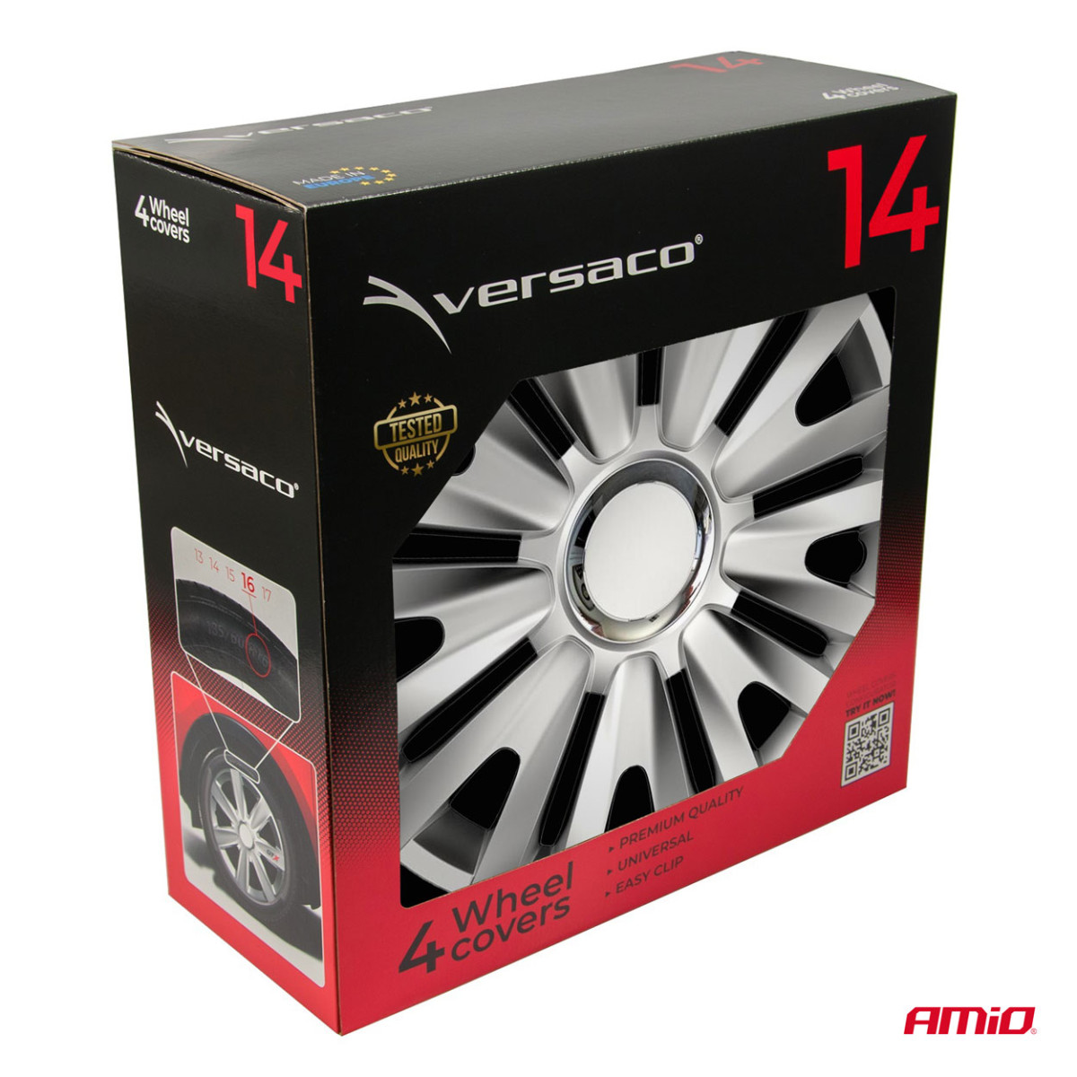 Riteņu dekoratīvie diski 4 gab., karaliski, sudrabkrāsas, 14"